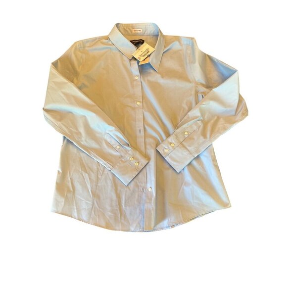 NWT Liz Claiborne Career Wrinkle Resistant Placid Blue Shirt L - Picture 1 of 5